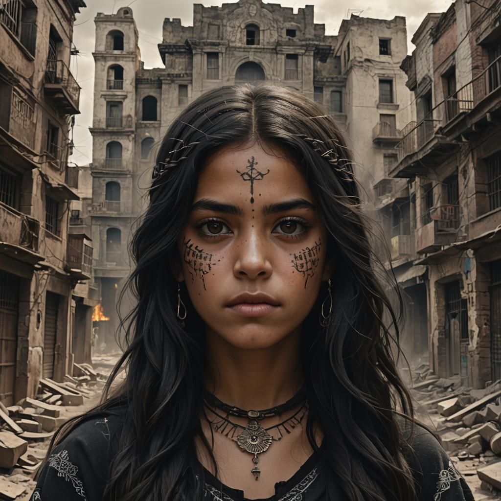 Radiant Woman with Street Art, Matte Painting