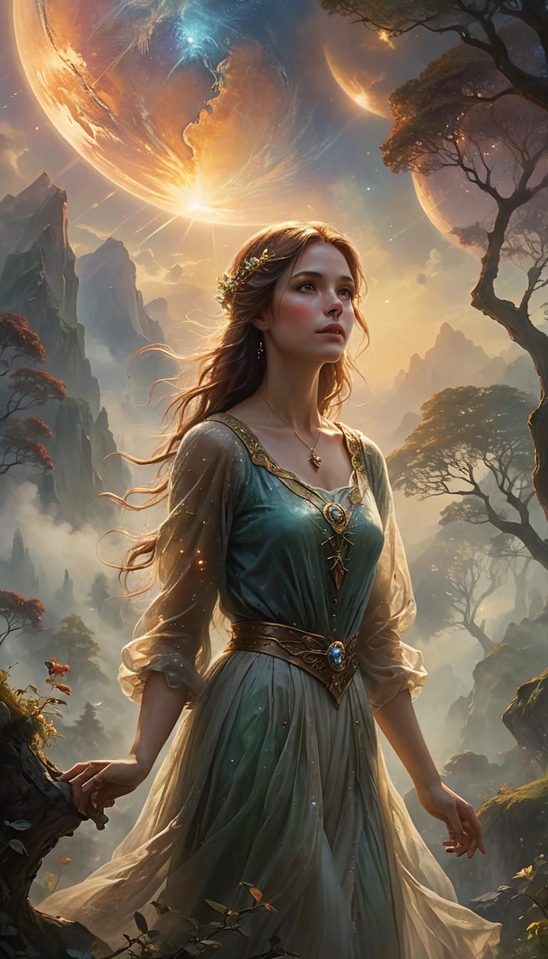 Ethereal Woman Merged with Earth in Dreamlike Fantasy