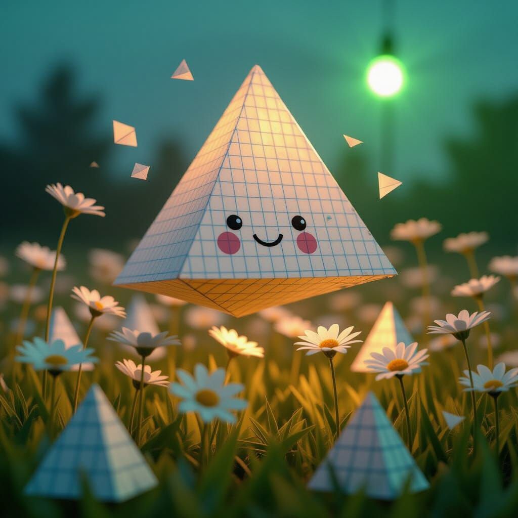 Mini Paper Pyramid in Plastic Flower Field