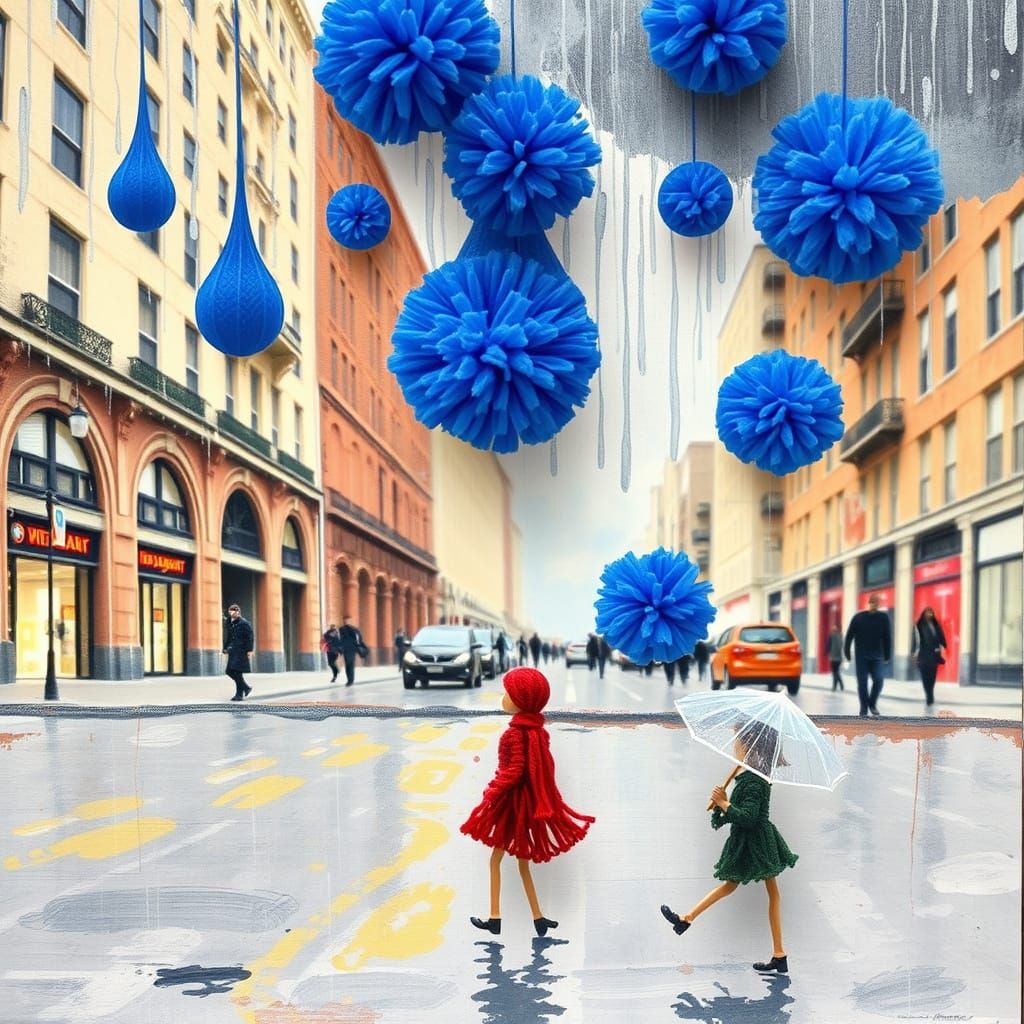 Impressionist Rainstorm with Craft Objects