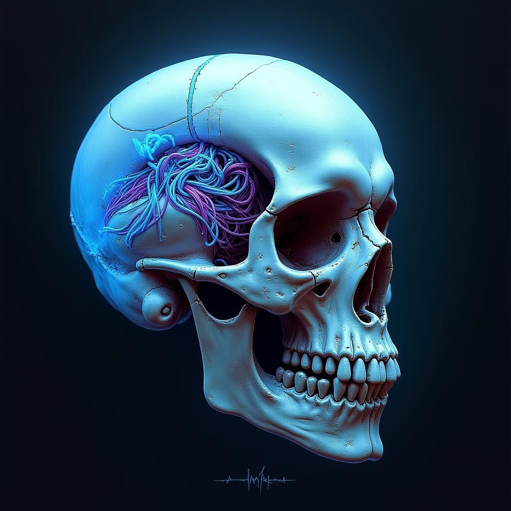 Detailed Alien Skull Anatomy in Biomechanical Art Style