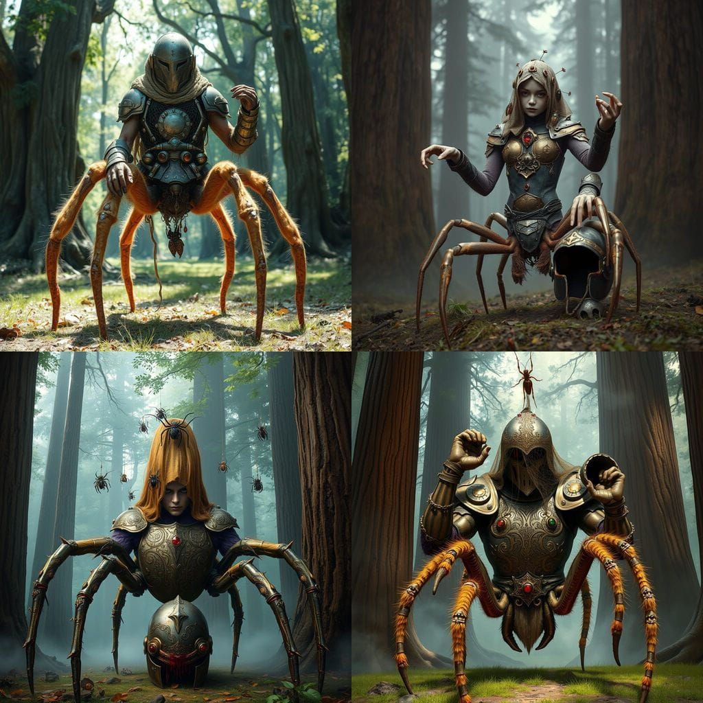 Me as a half spider. With golden hairs on legs, and a purpli...