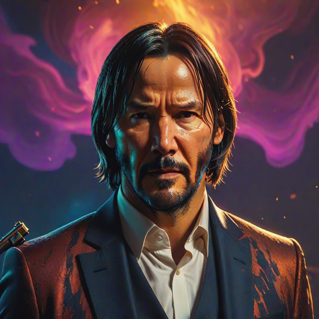 John Wick in Dreamlike Fantasy Art with Ethereal Lighting