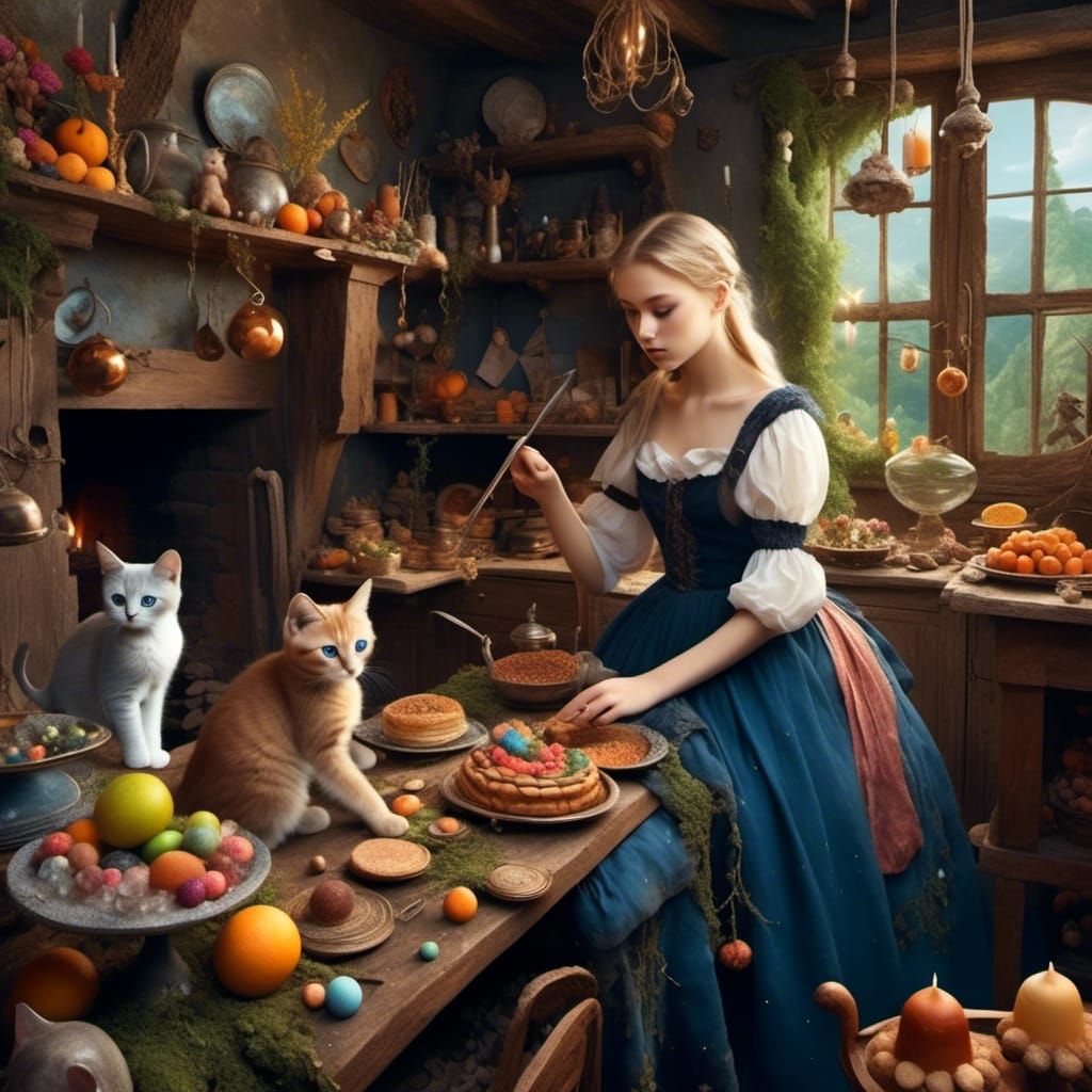 Dark Fairy Tale: Witch's Gingerbread Kitchen in Hyperrealism
