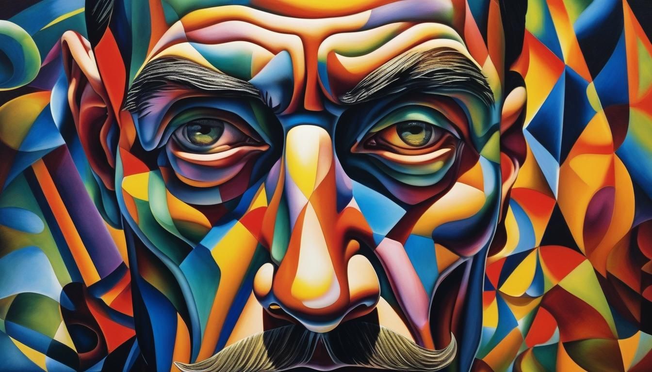 Surreal Madman Portrait in Impossible Room