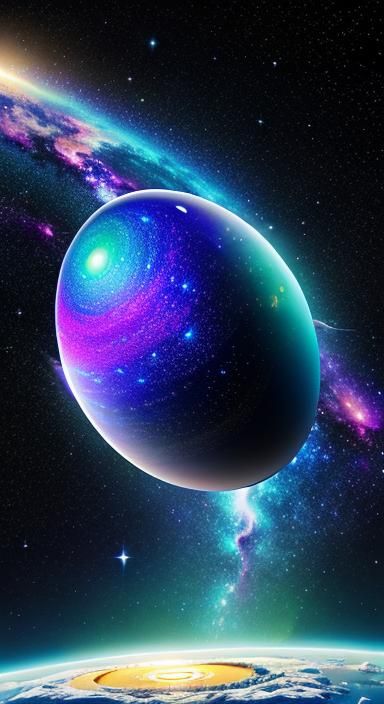 Surreal Galaxy Egg in Space with Gradient Lighting