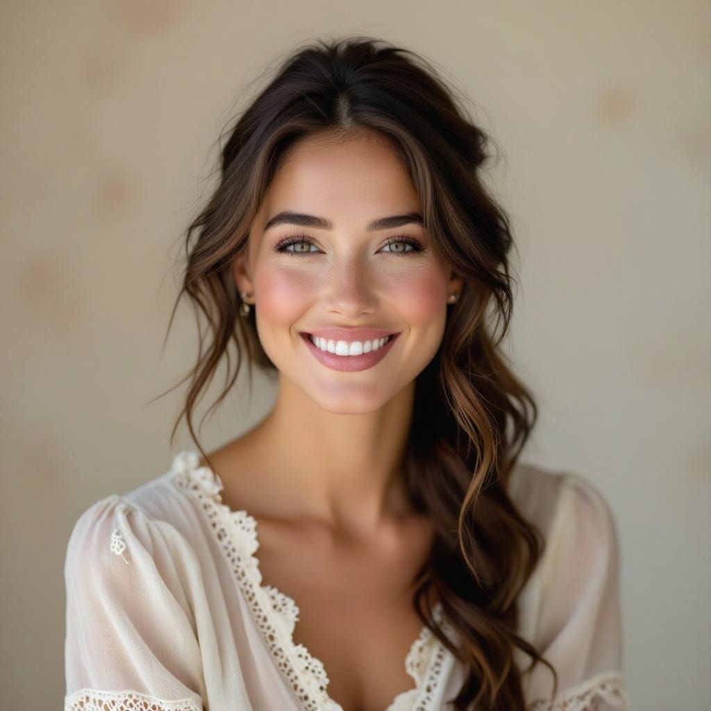 Warm Portrait of a Happy Woman in Soft Pastel Colors