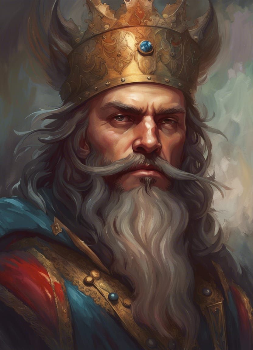 Medieval King Portrait in Detailed Digital Art