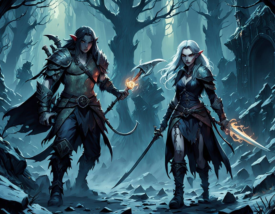 Dark Fantasy Adventurers Gather in Hyper-Realistic Style