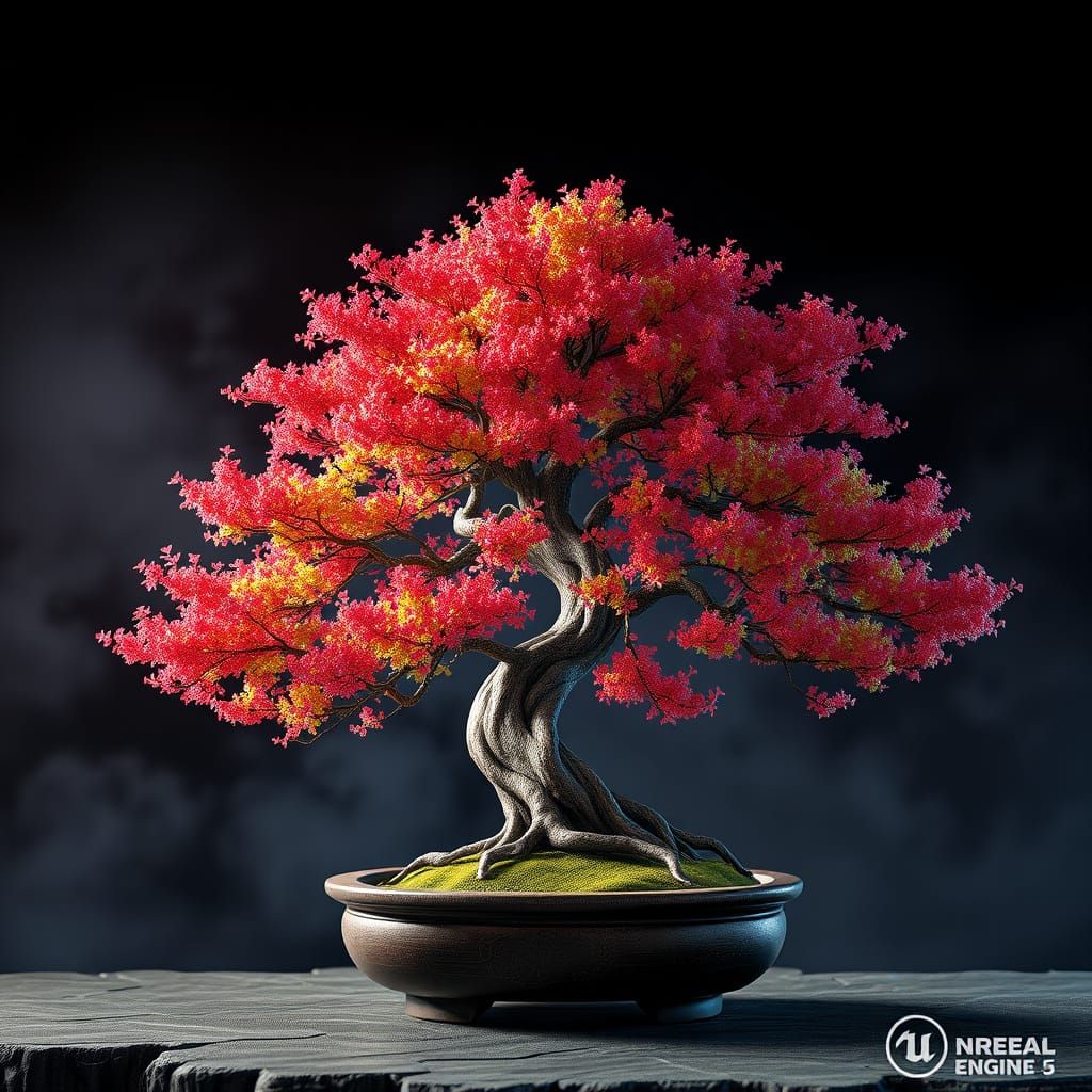 Hyperdetailed Bonsai Tree with Volumetric Lighting