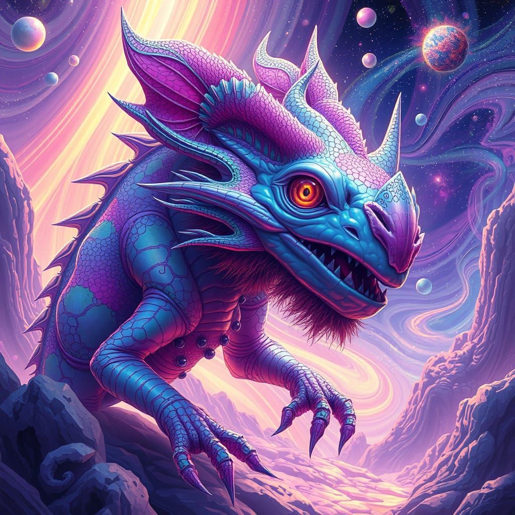 Psychedelic Creature in Extradimensional Realm, Digital Art