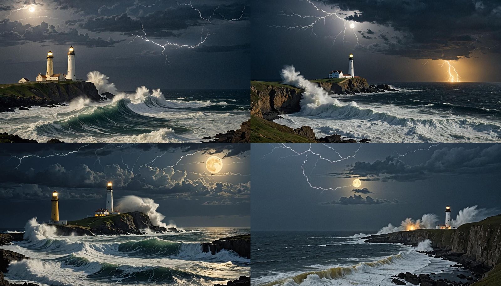 Lighthouse in a Stormy Night, Digital Art