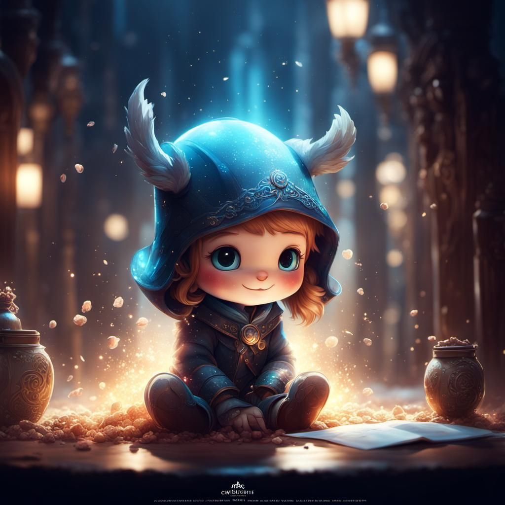 Whimsical Illustration with Intricate Details and Volumetric...