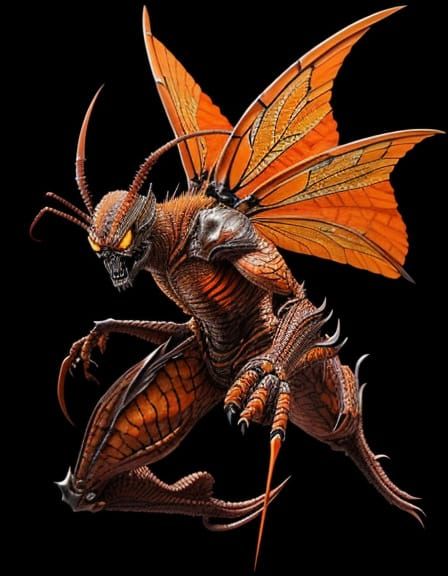 Menacing Dragonfly Creature in Comic Book Style