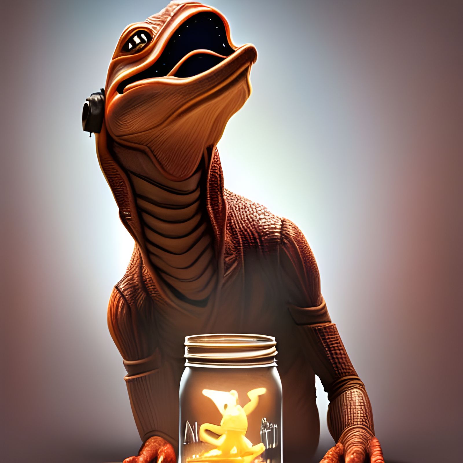 Jar Jar Binks in a Jar: 3D Digital Art