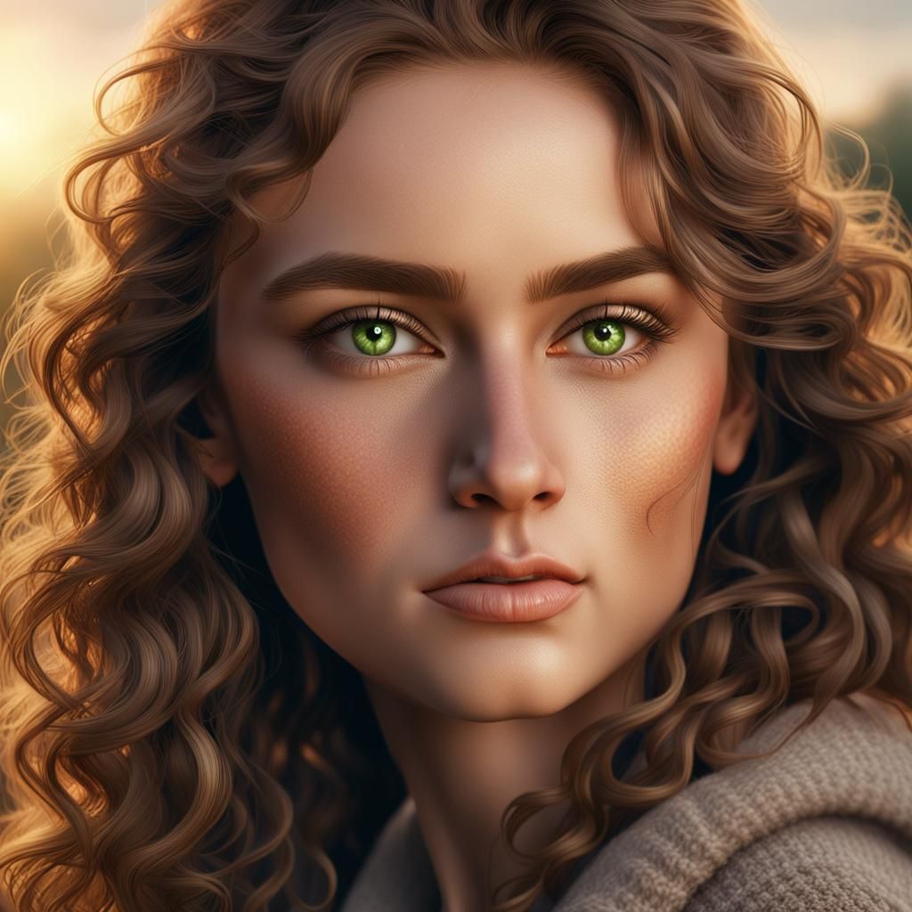 Hyper-Realistic Portrait of a Woman in Golden Hour