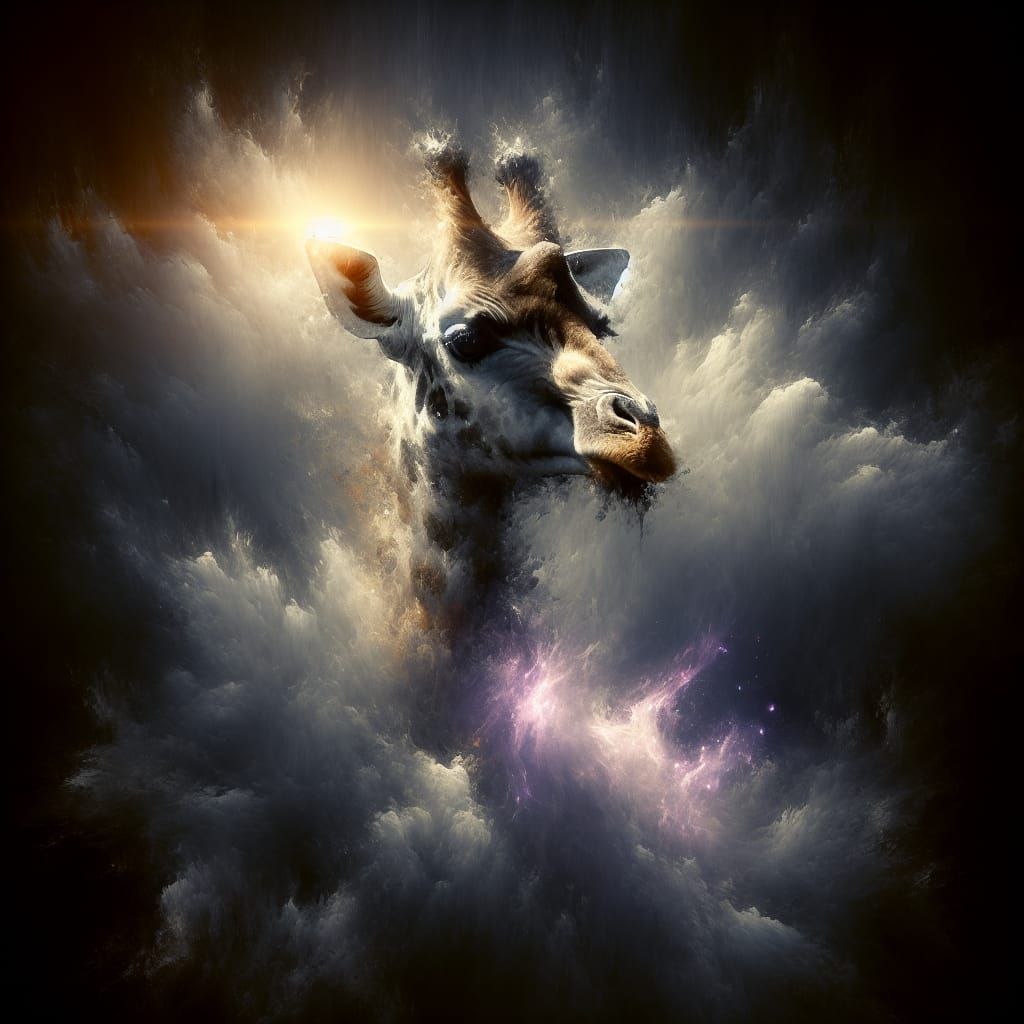 Medieval Oil Painting: Giraffe Demigod Portrait