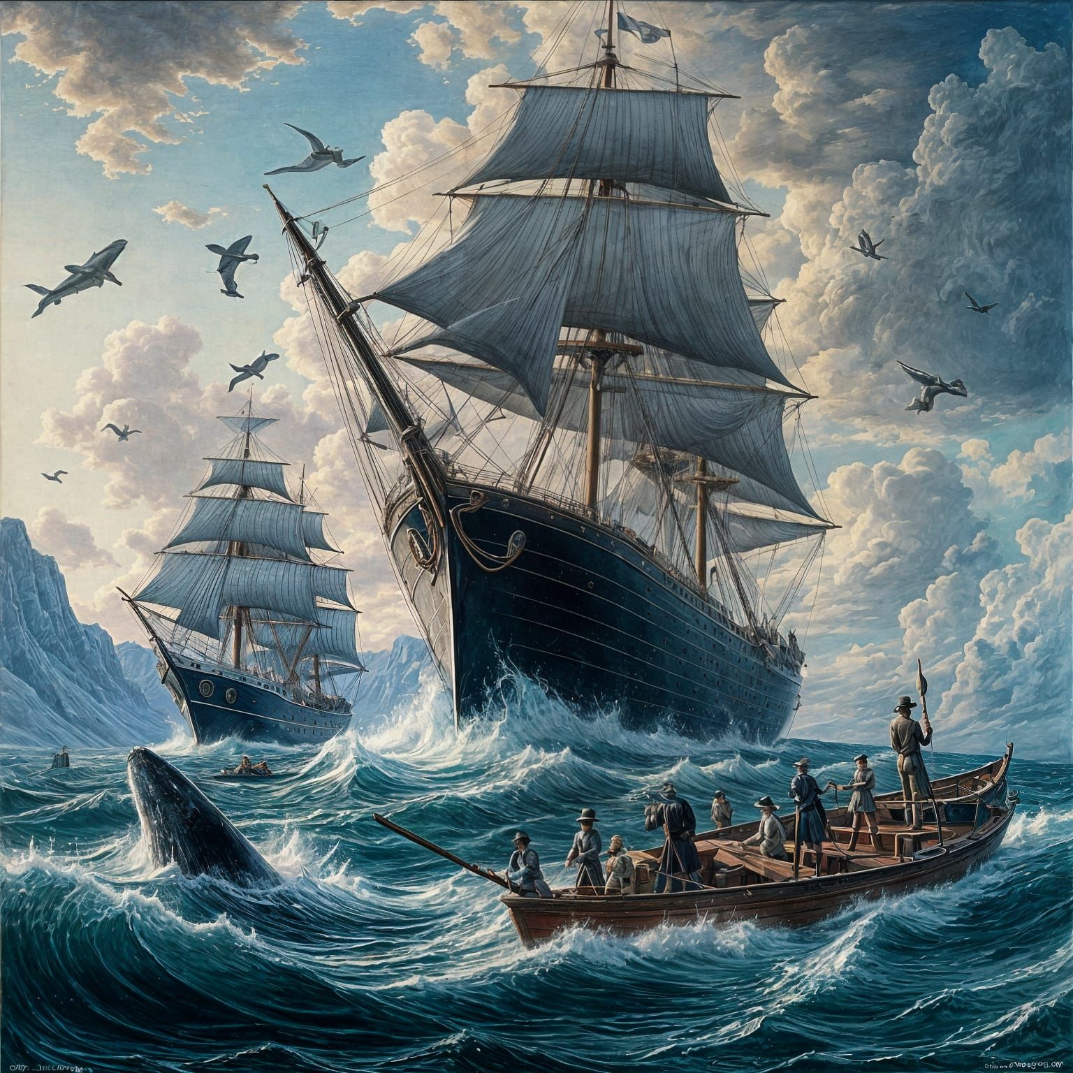 Whaling with the Duncan Grey: Oil Painting