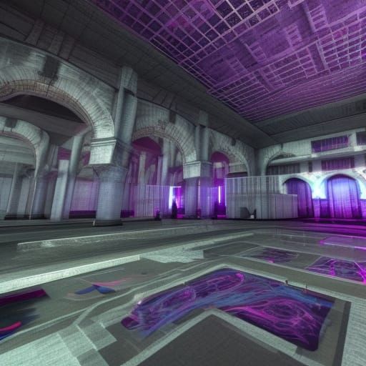 Surreal Flooded School in Dreamcore Style