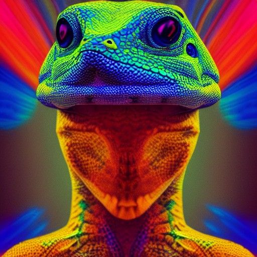 Cosmic Lizard: Holographic Astral Illustration in Pablo Amar...