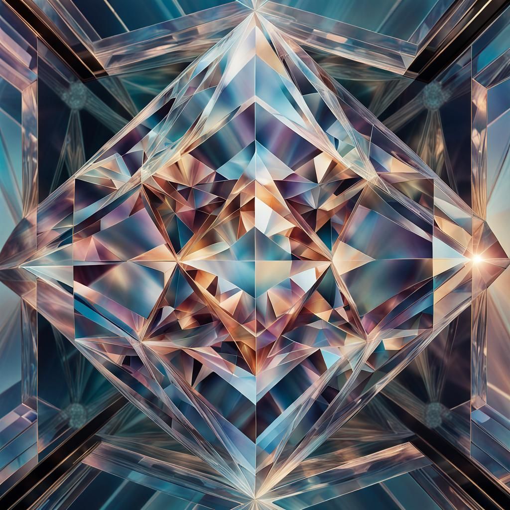 Surreal Crystal Structure Reflecting Sky Hues