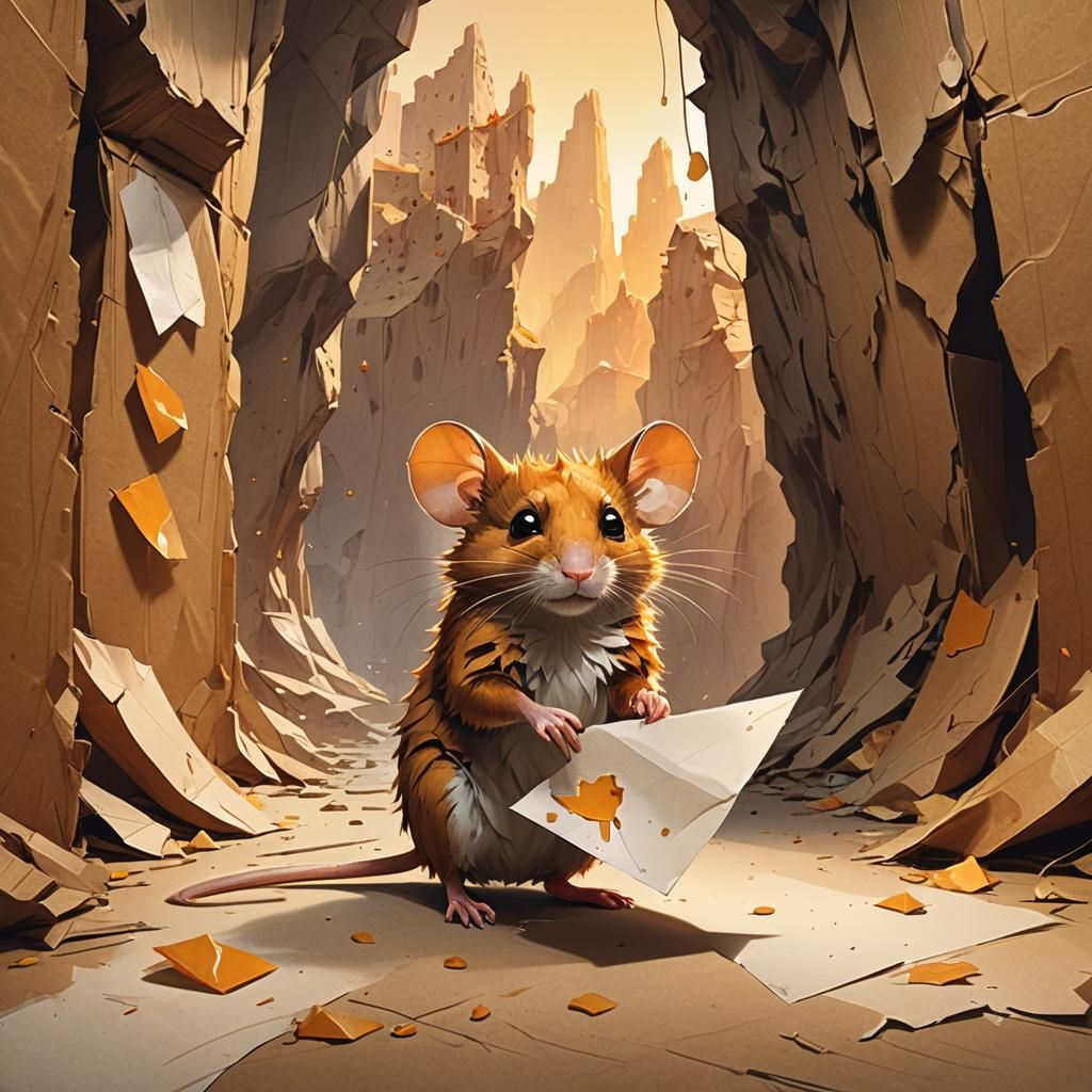 Orange Mouse in Envelope: Fantasy Concept Art