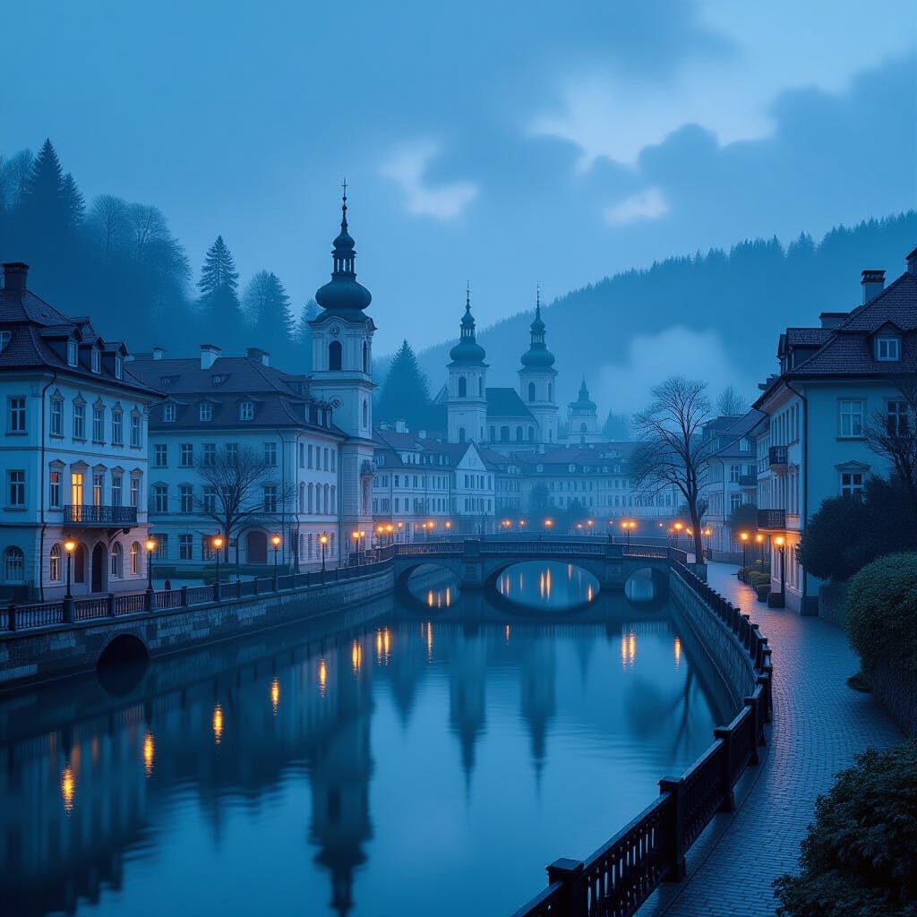 Serene Spa Town of Teplice: Hyperrealistic Digital Art