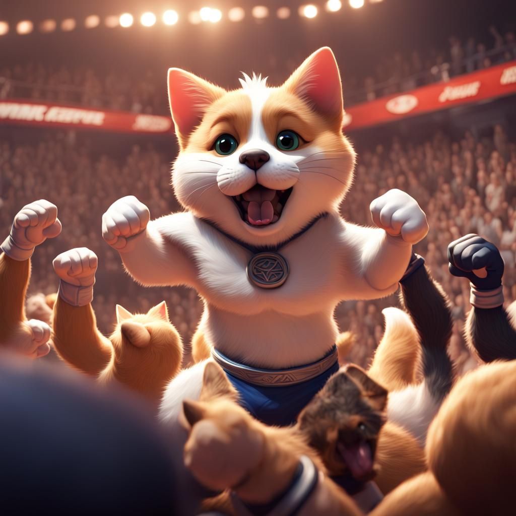Cat vs Corgi UFC Fight: Pixar Style 3D Art