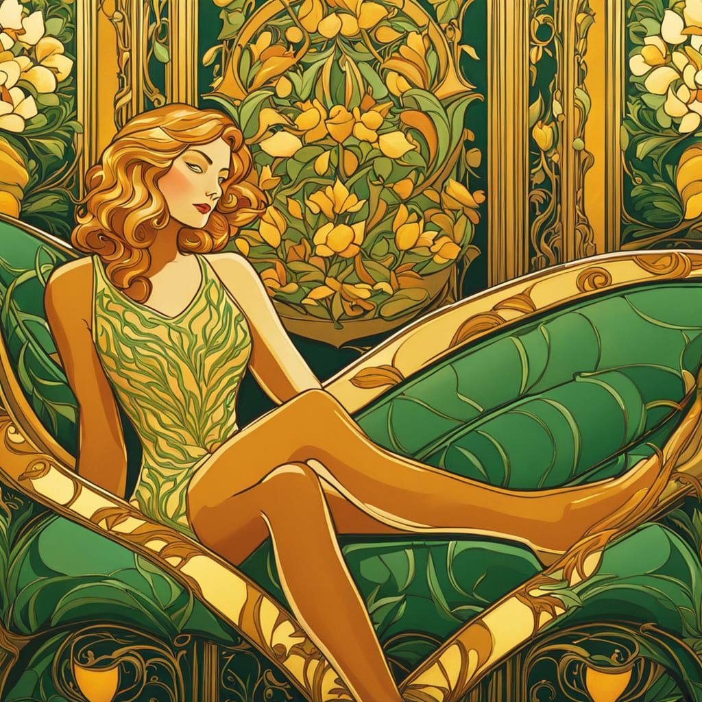 Foxman in Art Nouveau Style Reclining in Sunlight