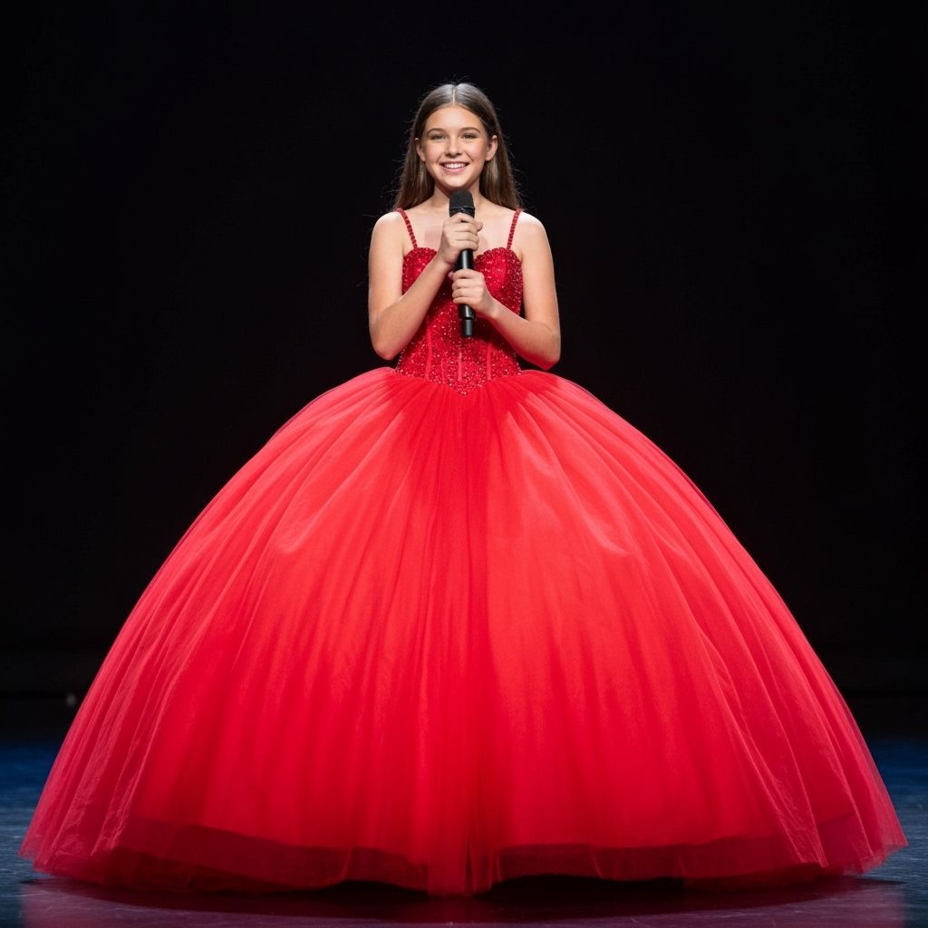 a very tall young skinny petite tween 3rd grade tomboy with long straight brown hair wearing a large 150000000 foot wide...