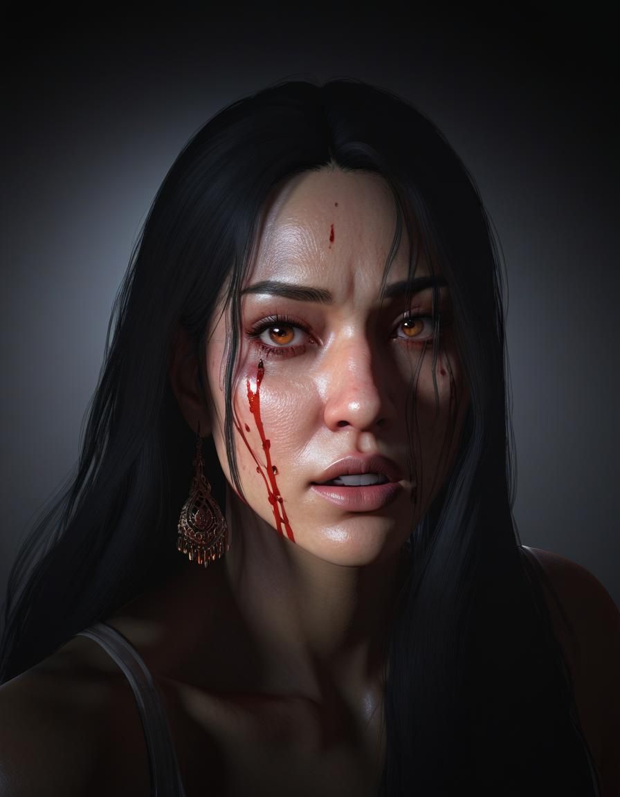 Photorealistic Portrait of a Girl in Trauma