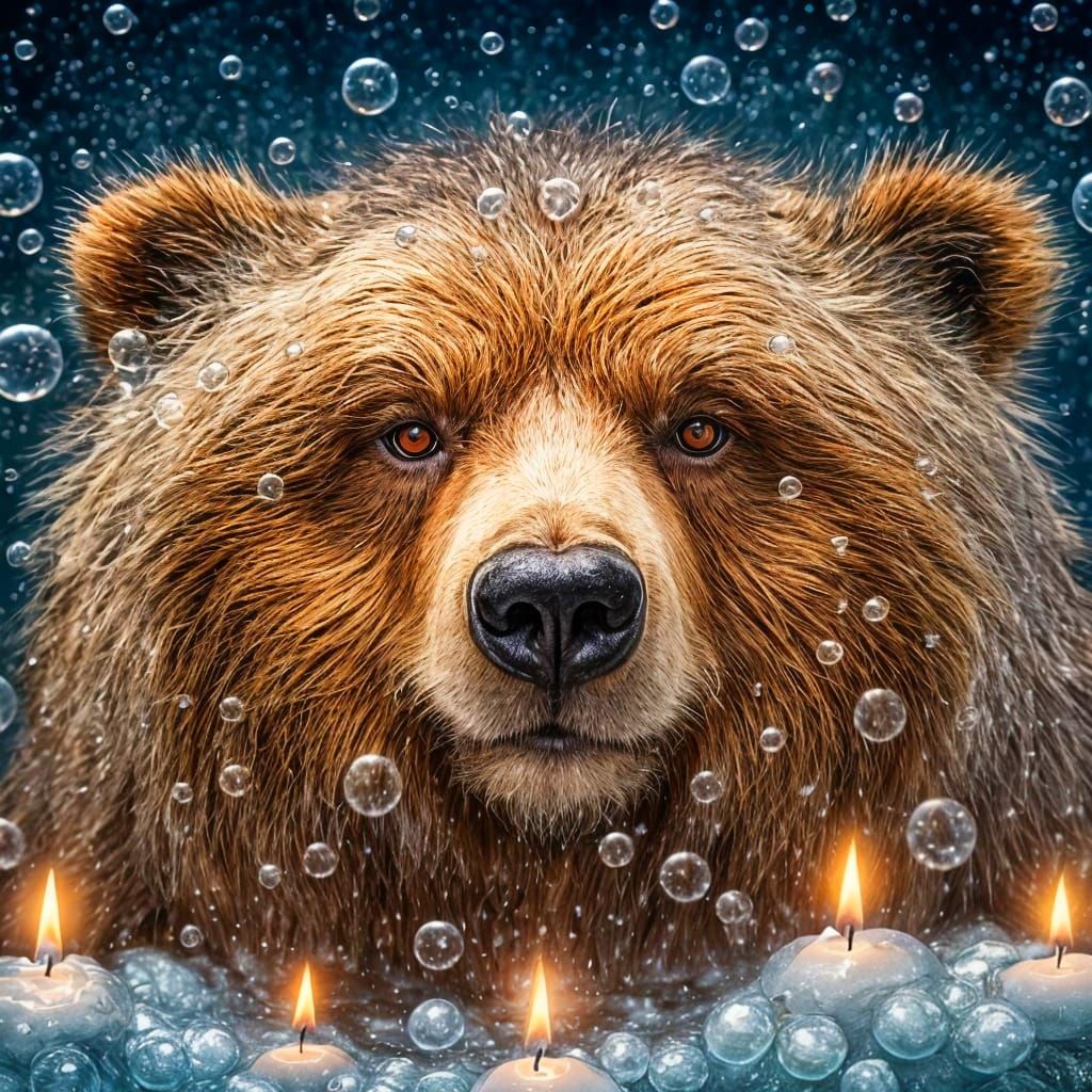 Grizzly Bear's Bubble Bath: A Digital Painting