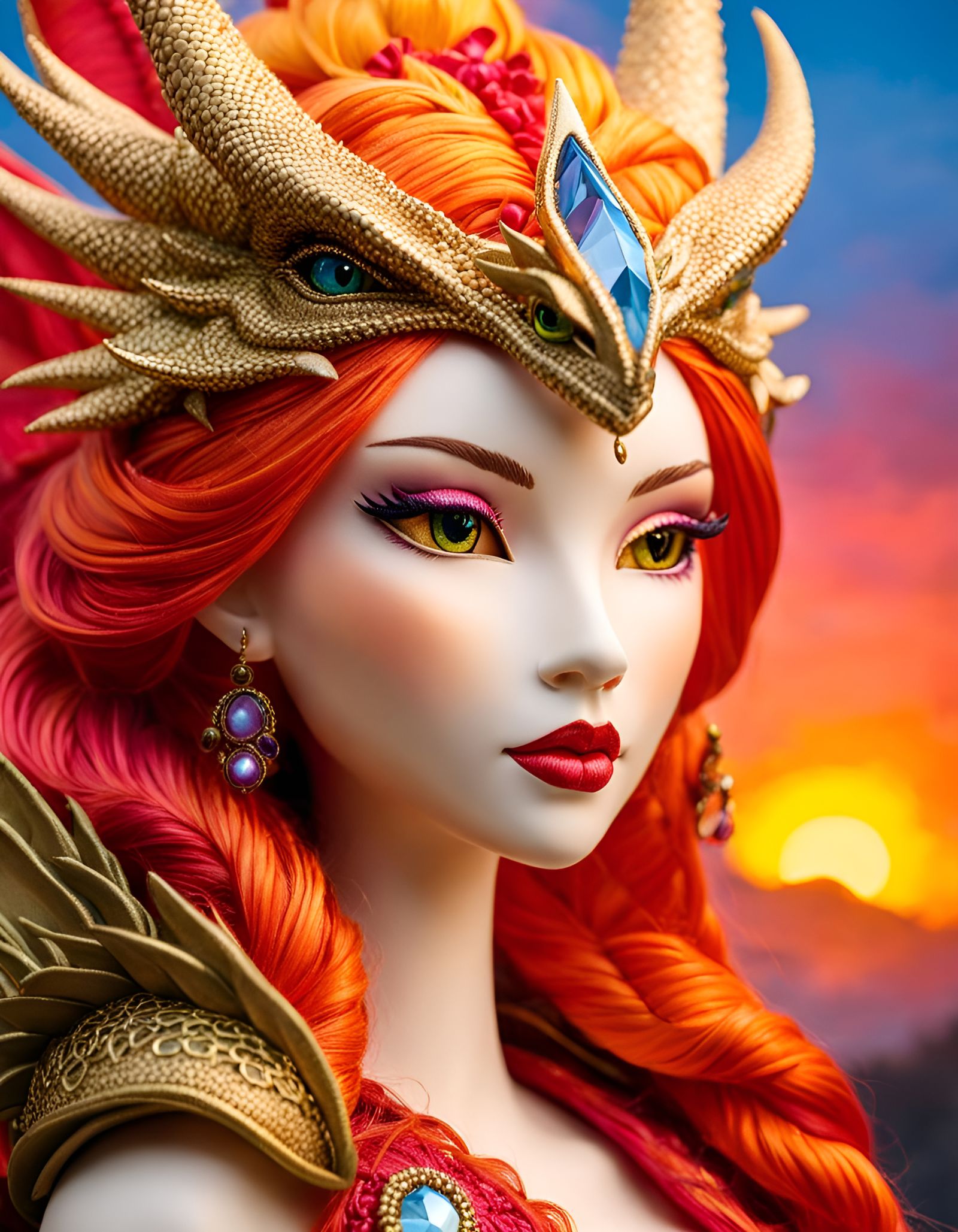 Dragon Princess Portrait in Textile Sculpture Style