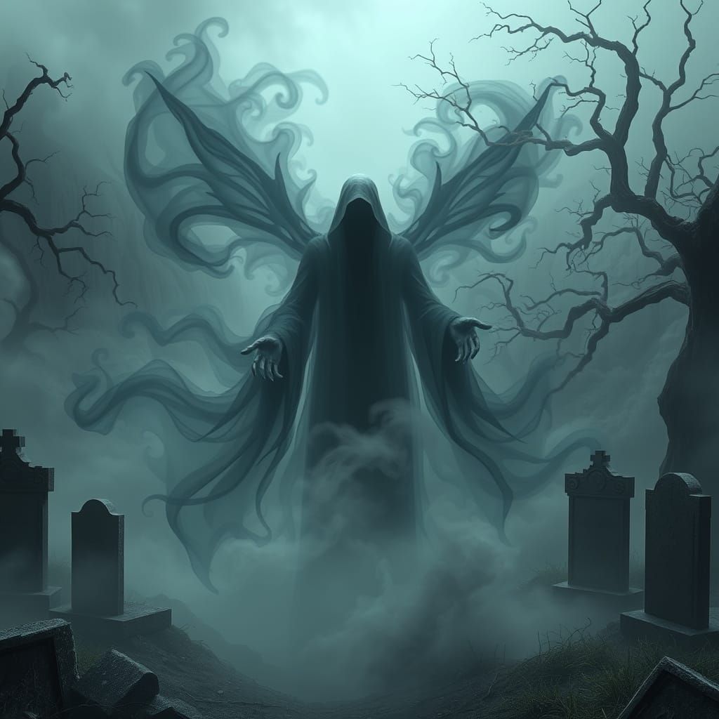 Ethereal Ghost Materializes in Abandoned Graveyard
