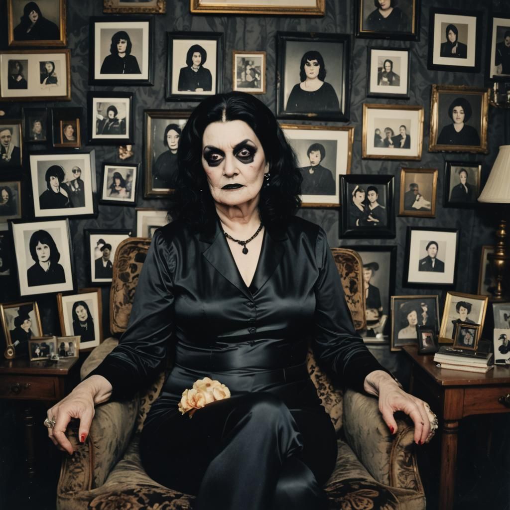 Goth Woman in Black Leotard, Polaroid Photography