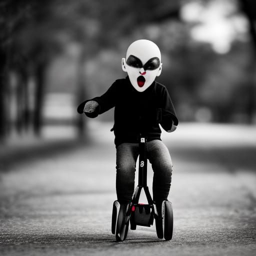 A vampire riding a tricycle
