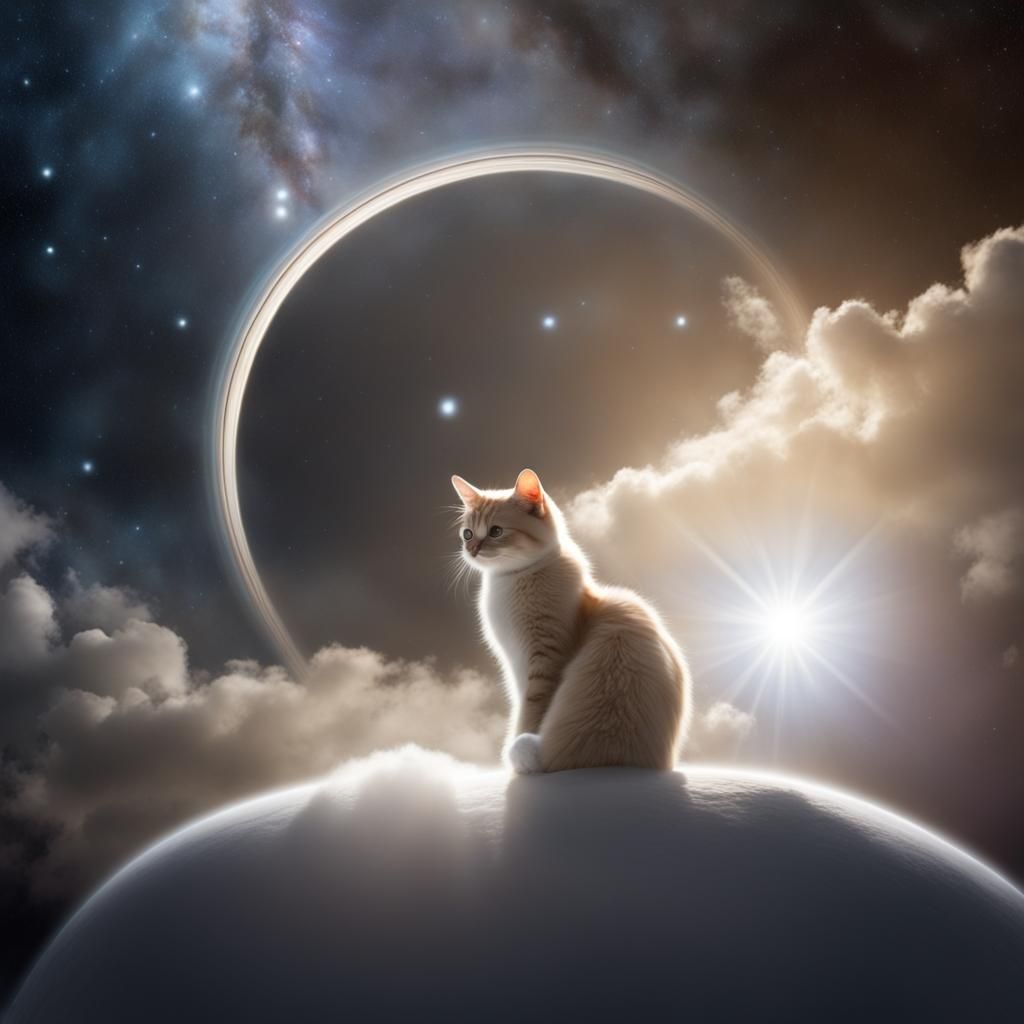 Galaxy Cat Swatting at Saturn Moon