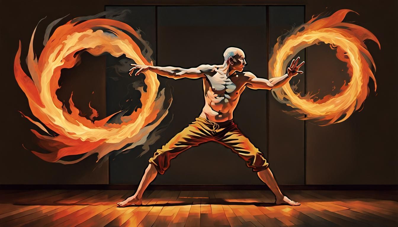 Abstract Fire Dance: Digital Art in Graphic Style