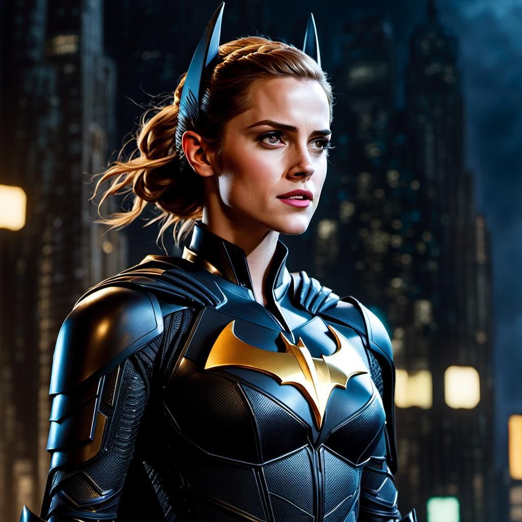 Emma Watson as Batgirl in Cyberpunk Style
