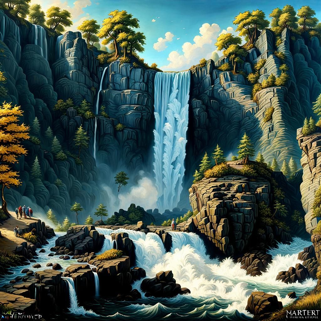 Niagara Falls in Baroque Rocky Landscape