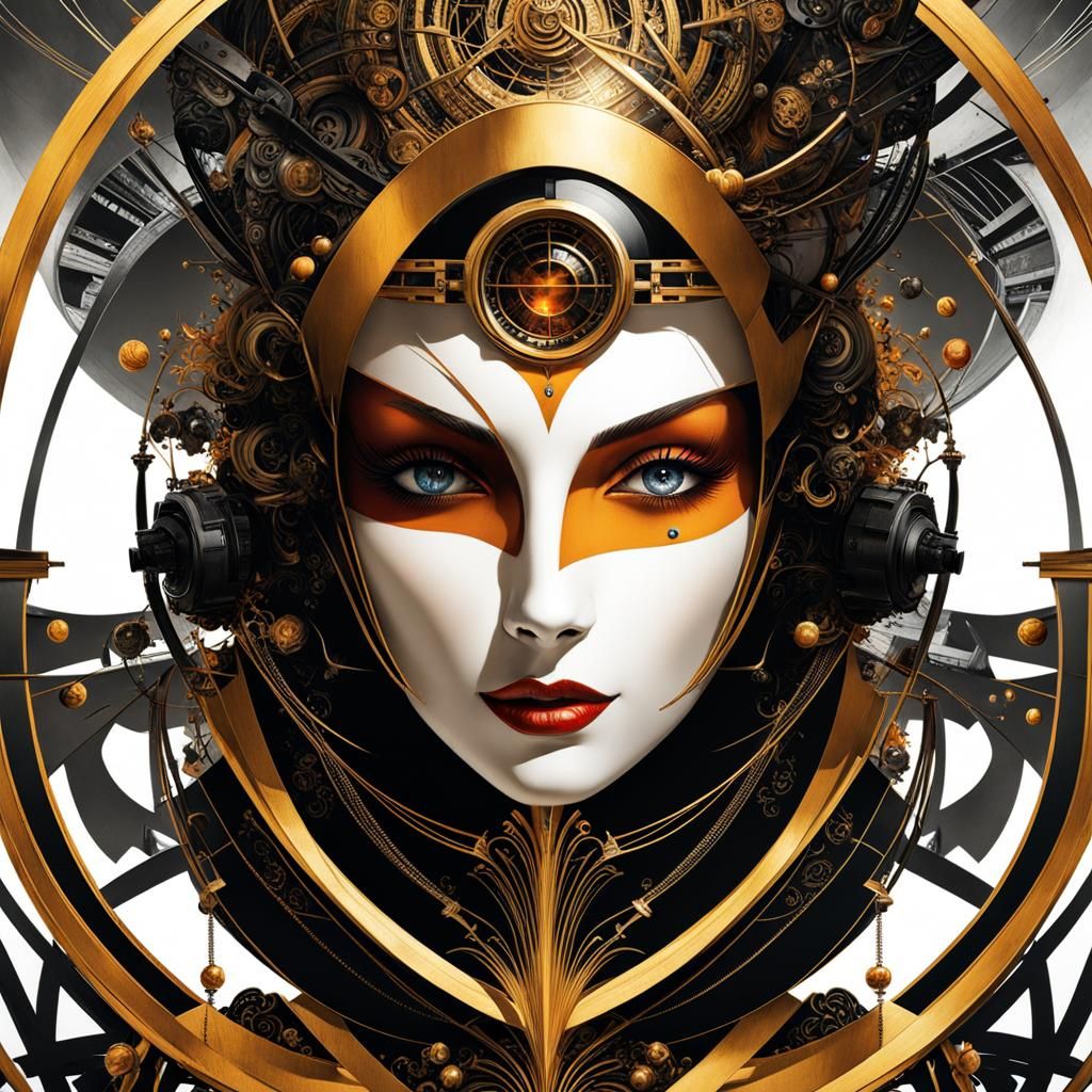 Alice's Divided Mind: Surreal Portrait of Opposites