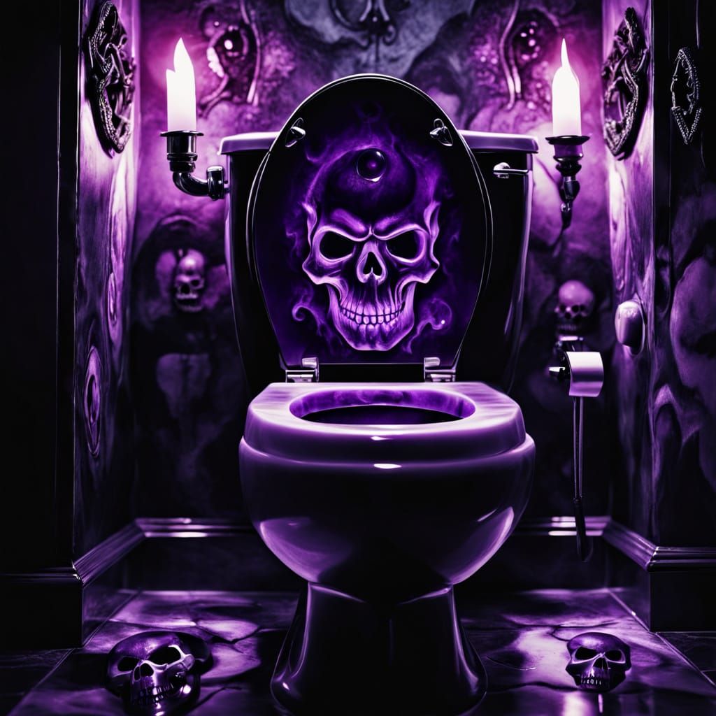 Gothic Toilet with Skull Design in Dark Fantasy Style