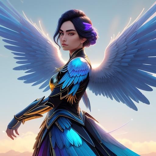 Hyperrealistic Angel with Iridescent Wings