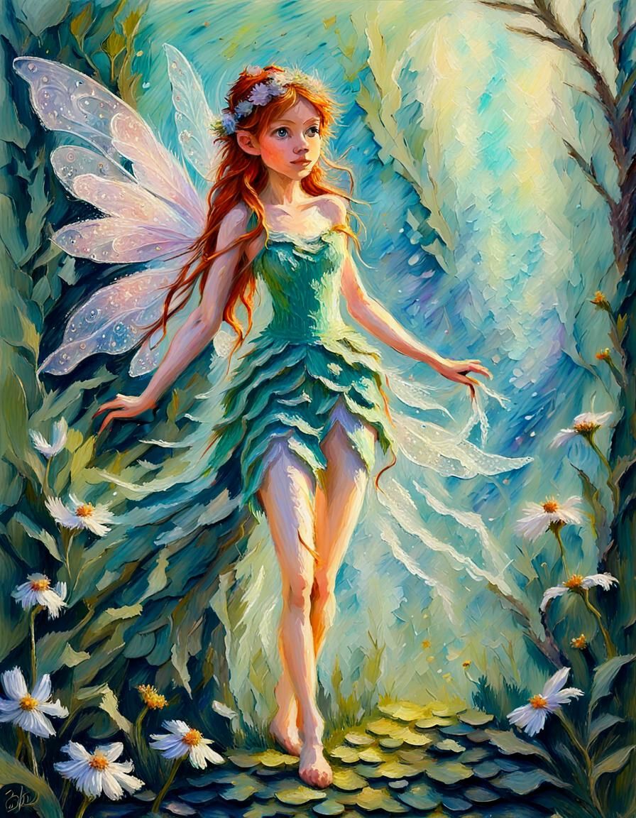 Gossamer Fairy in Impressionistic Impasto Style