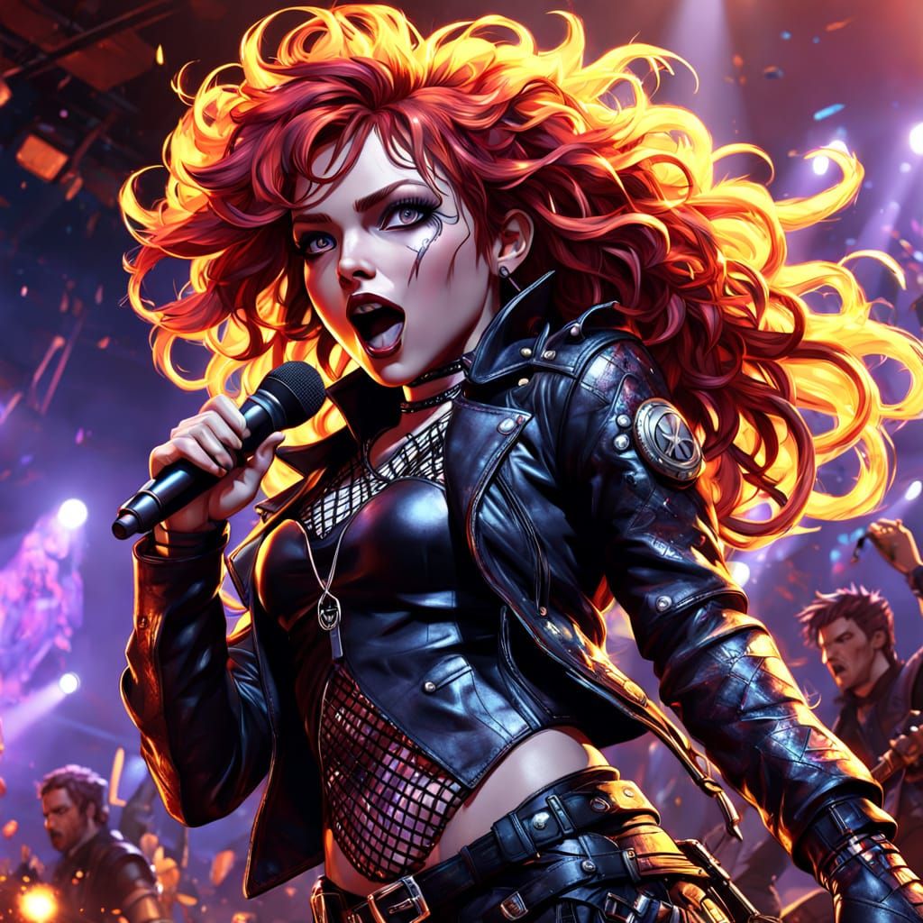 Female Rockstar in Apocalyptic Dark Fantasy Art