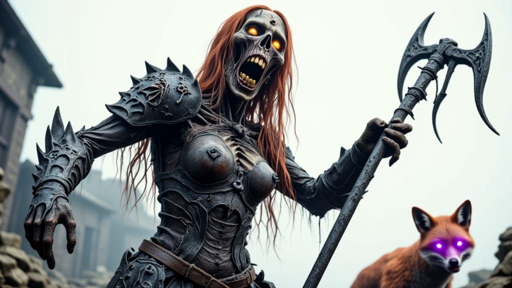 Gothic Zombie Warrior in Medieval Armor with Mystical Accent...