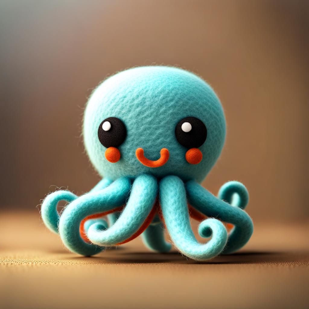 Cute 3D Felt Octopus Fiber Art