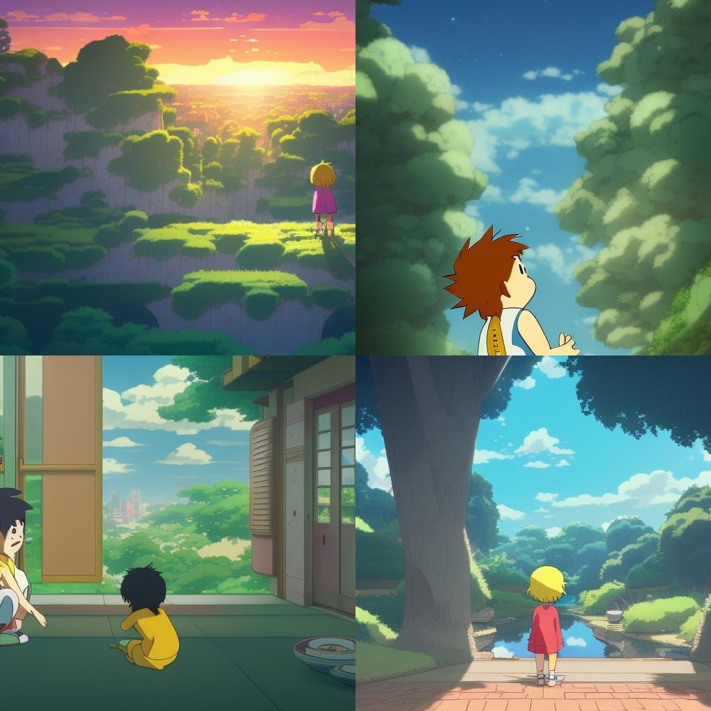 Wow Wow Wubbzy in Studio Ghibli Anime Style