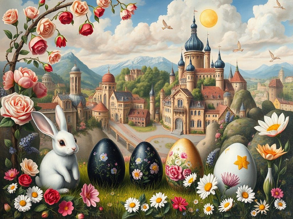 Renaissance Landscape with Surrealist Easter Eggs