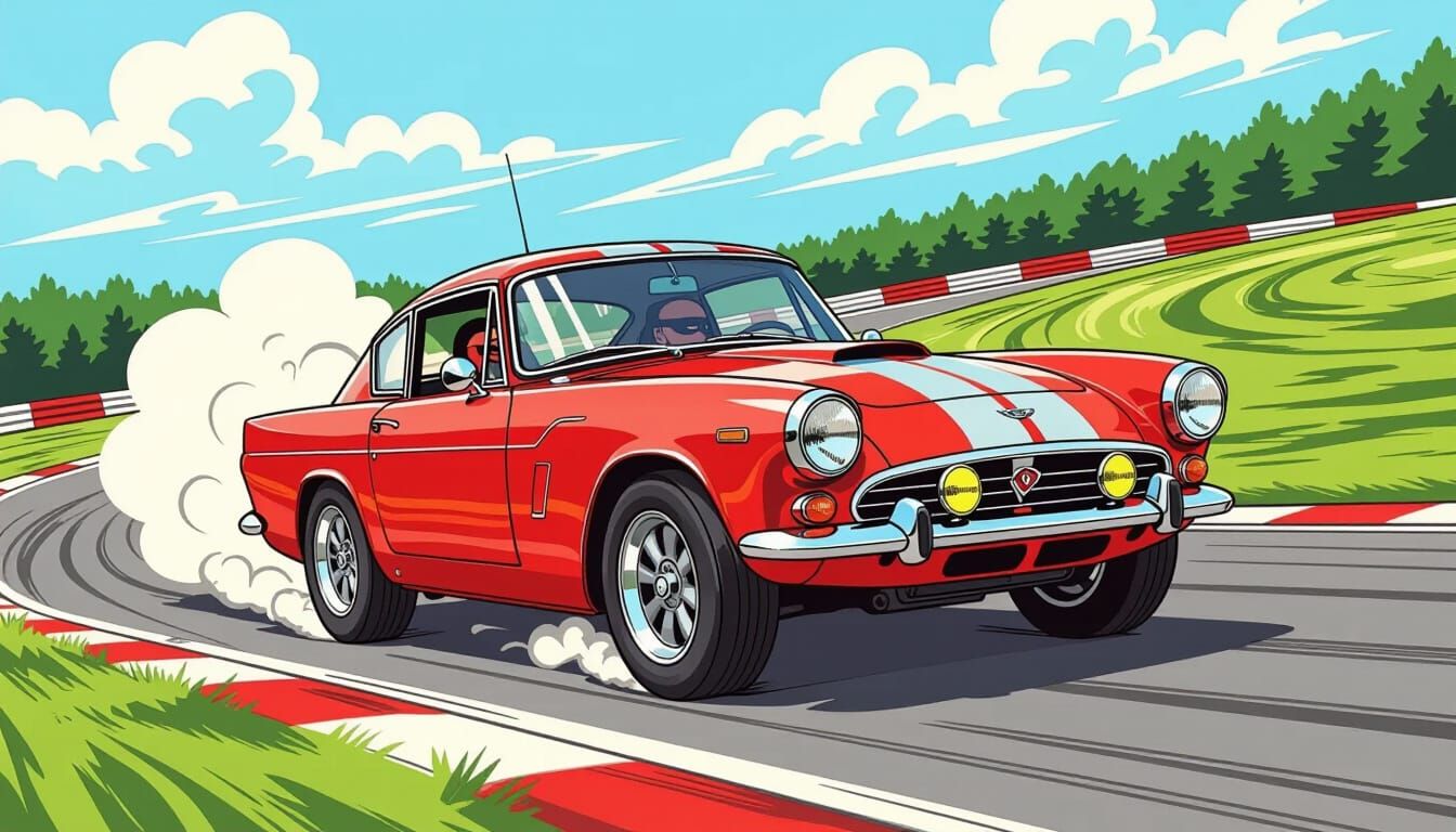 Red 1967 Sunbeam Tiger 427 Racing at Spa